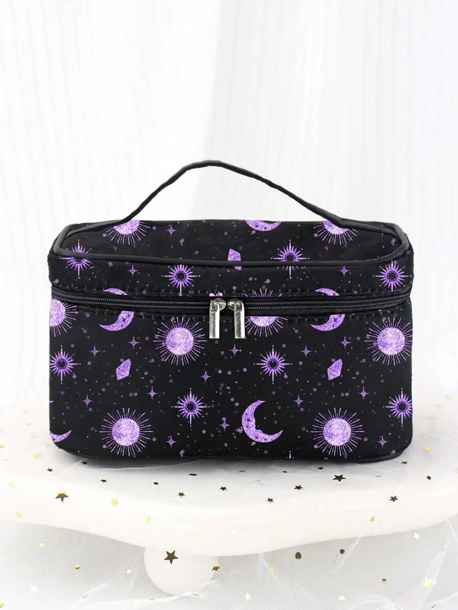 Ayrana Barboza Y2K 紫色星空月亮图案便捷大容量旅行化妆包