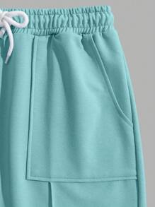 RueChic Ensemble de 2 pièces homme : t-shirt regular avec poche étiquetée et short avec cordon de serrage à la taille, en coton