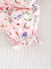 Cozy Pixies Baby Girl Ditsy Floral Round Neck Cap Sleeve Drop Waist Jumpsuit - Purple - View 3