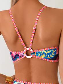 Swim Lushoire 2pcs Beach Summer Outfits For Women, Random Print Camisole Top And High Waist Bikini Bottom Swimwear Set