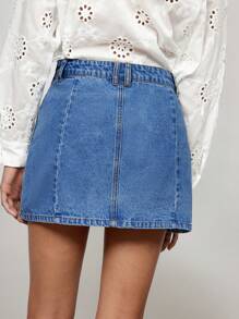 Maija 女士休闲蓝色迷你牛仔裙，夏季 - 中等水洗藍 - 查看 3