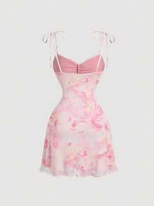 SHEIN MOD Women's Pink Sfumato Print Summer Mini Dress,Graduation Dresses For Women,Summer Dress,Easter Dress Women,Concert Outfit Women,Music Festivals - Pink - View 2