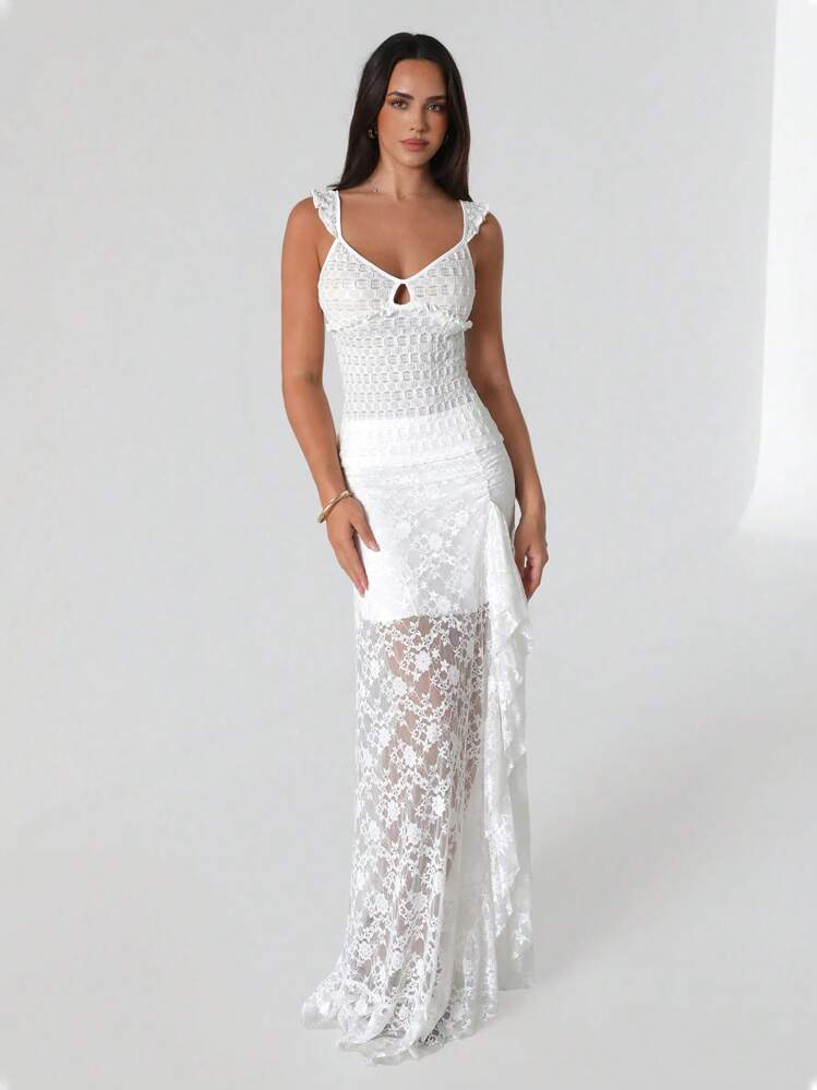 Roylia Top de tirantes con encaje y escote cruzado para mujer, sencillo y de moda para el verano - Blanco - Añade 1
