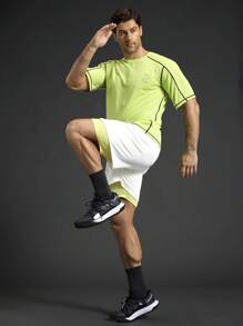Manfinity Sport Corelite 男式圆领短袖休闲健身运动 T 恤 - 綠色 - 查看 1