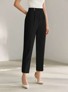 MOTF PREMIUM 剪裁合身的压褶西装裤 - 黑色 - 查看 4