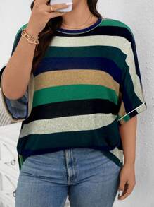 SHEIN LUNE Plus Size Round Neck Short Sleeve T-Shirt, Simple & Fashionable, Suitable For Summer Summer Tops Summer Outfits For Women Summer Outfits For Women
