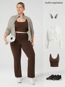 GLOWMODE Quần legging cạp cao ống loe FeatherFit™ cỡ lớn 28'' cho tập yoga hàng ngày tác động thấp - Cảm hứng quế - Xem 6