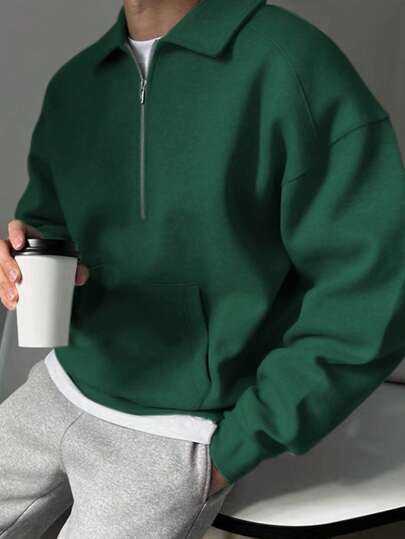 Manfinity Dauomo Herren Einfarbiger Pullover Sweatshirt, Einfach & Modisch, Geeignet für Sommer, Herbst/Winter