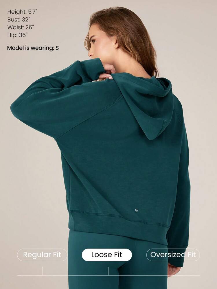 Modal Silk Touch Oversized Long Sleeve Half-Zip Hoodie Fall