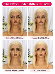 613# Blonde Color Lace Front Wig 10--12inch Short Bob Human Hair Wig 13x4 Transparent Lace Bob Wig For Woman Halloween Costumes - S613 - View 7