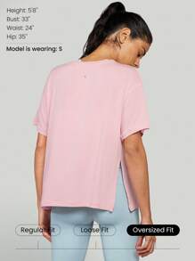 GLOWMODE Tencel Modal Quá Khổ Everymode Tee Hàng Ngày Thường Ngày Mùa Hè Nén Áo Sơ Mi - Hồng - Xem 3