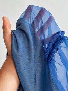 Maweii Plus Size Casual Summer Shirt - Blue - View 7