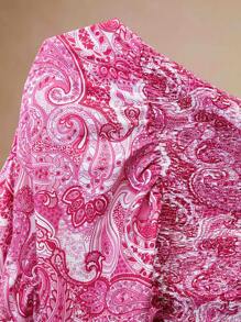Flirla Plus Size Bohemian Style Paisley Print Skirt - Pink - View 3