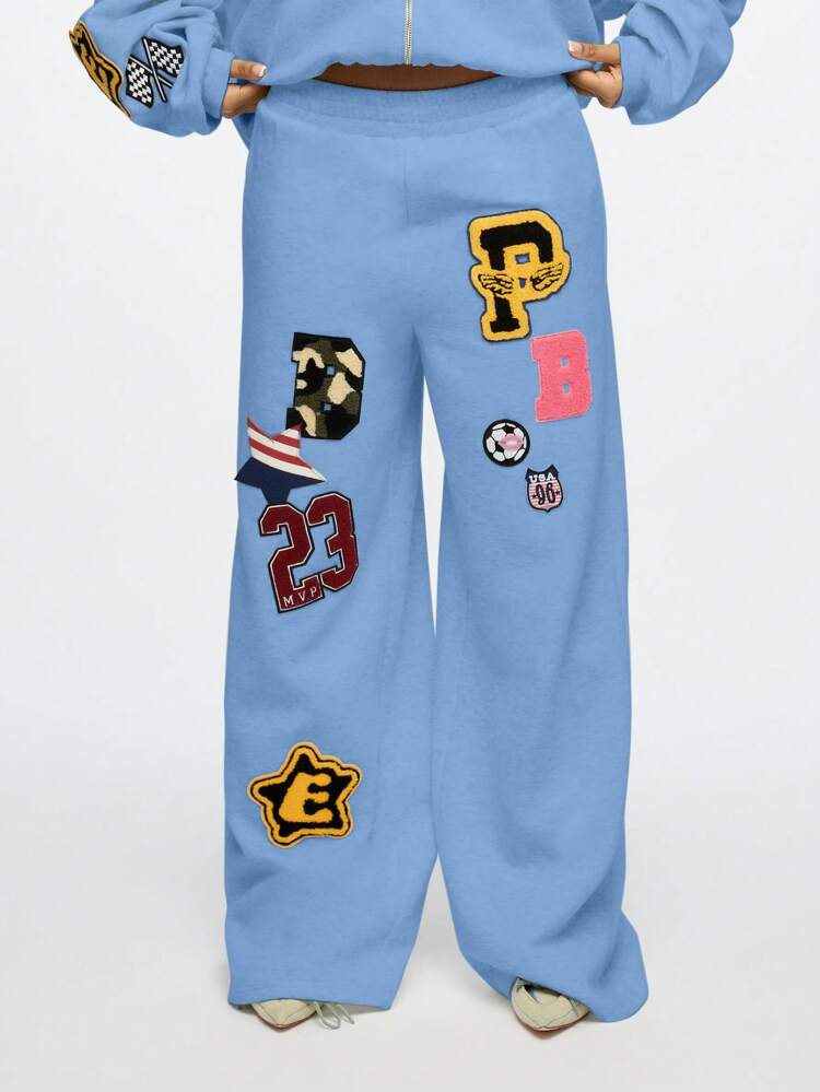 SUMWON WOMEN Varsity Badge Patches Jogger Sweatpants