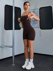 SHEIN Cottnline Women Tie Back Detailed Cozy Jumpsuit - Brown - View 4