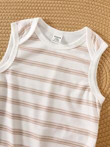 5pcs/Set Newborn Baby Boy Casual Versatile Knitted Soft Polka Dot & Stripe Pattern Vest Sets - Multicolor - View 7