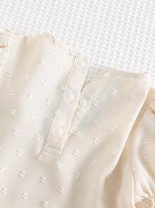 Cozy Pixies 2 件装女婴花卉印花圆领短款泡泡袖荷叶边下摆套头衫和腰部弹力短裤套装