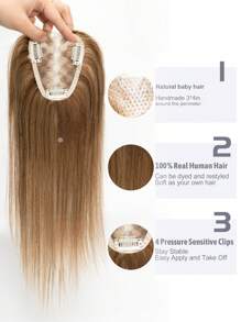 发饰 真人发 透明蕾丝基座 3*4 英寸 女士假发 隐形 自由部分发饰 接发 - S4/27 - 查看 8