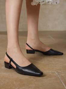 MOTF PREMIUM SQUARE TOE SLINGBACK FLATS - Black - View 3