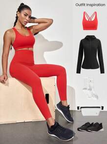 GLOWMODE 24 英寸 FeatherFit™-Sculpt CoreHold 防滑贴身 带骨收腹 无前缝 紧身裤 带侧袋 中等强度健身 慢跑 健身房训练