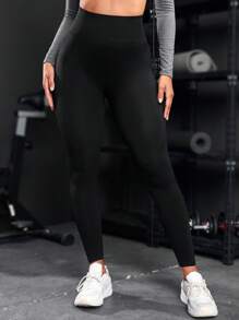 Powerista Running Tights Seamless High Stretch Tummy Control Active Leggings Yoga Women Pants - Black - View 3