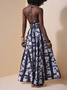 Zivah 女士扎染印花镂空露背连衣裙 - 黑與白 - 查看 2