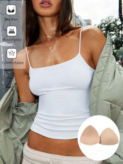 Siren Gaze Women White Tight-Fitting Round Neck Chest Pad Breathable Summer Basic Camisole Women Tops Bra Free Tank Top Casual
