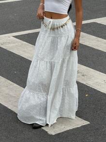 Muchica 适合锐舞派对、音乐节、夏季的女士低腰显瘦甜美百搭半身裙，简约休闲日常装扮 - 白色 - 查看 6