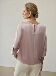 MOTF PREMIUM 純色紋理鑽石背洋裝 - 淺粉色 - 查看 4