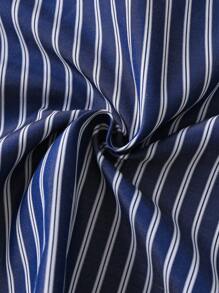 SHEIN Leap Crew 3Pcs Boys Korean Casual Loose Sleeveless V-Neck Vest + Gray Tapered Pants + Navy Blue Striped Shirt Set, Buy 2 Get 1 Free, Suitable For Travel, School, Daily Gathering, Autumn/Winter - Black - View 3