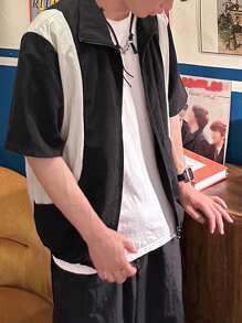 DAZY Men's Summer Colorblock Zip Front Casual Shirt - Multicolor - View 7