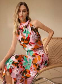 SHEIN Clasi Abito midi elegante da donna con stampa floreale