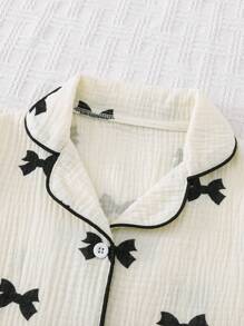 Young Girls Casual Beige Bear Print Long Sleeve Top And Pants 2Pcs Set, Comfortable Loose Fit Loungewear - Apricot - View 6