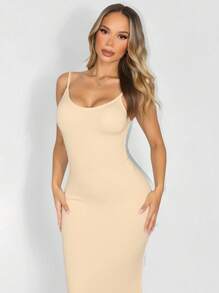 VaVaBold Seamless Knit Dress With Built-In Leggings, Black - Camel - View 4