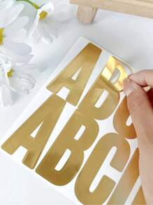 6pcs, 6.35 Cm Waterproof Large Golden Self-Adhesive Letter Decoration Sticker DIY Mailbox Sticker Hot Stamping Letter Sticker Large Alphanumeric Symbol Sticker Decorative Self-Adhesive, - Multicolor - View 5