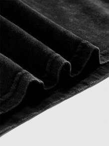 ROMWE Goth 女士随机花卉扎染复古色彩图案蝴蝶与太阳与月亮元素短袖 T 恤 - 黑色 - 查看 3