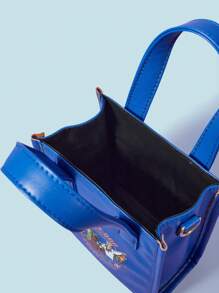 SCOOBY-DOO X SHEIN Women's Fashion Cartoon Portrait Pattern Top Handle Bag - Blue - View 5