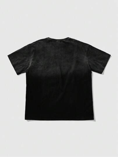 Grunge Punk T-shirt à manches courtes avec impression graphique de portrait pour hommes, convenant pour le port quotidien au printemps/été