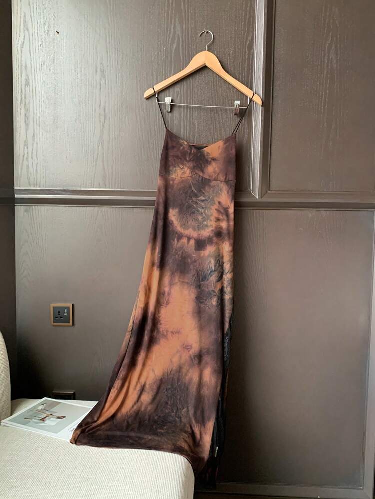 Sleeveless Spaghetti Strap Backless Waist Fitted Leopard Print Women's Nightgown Pajama