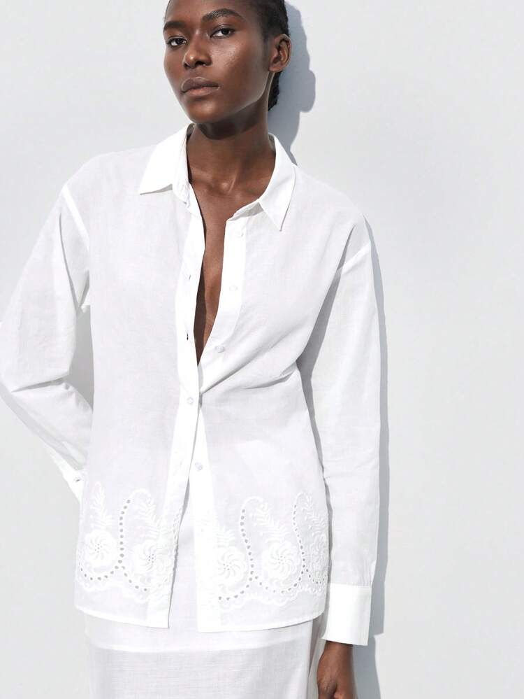 SHEIN Maija 2025 Spring & Summer New Casual Fashionable Resort Comfortable Women Shirt, Suitable For Party, Wedding Guest, Music Festival, Graduation, Brunch, Beach, Elegant Business Casual Woman Airport For Women Top