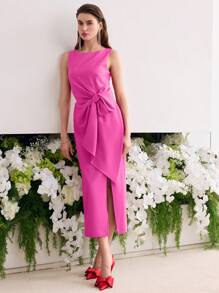 MOTF Soiréza Vestido con cierre y detalle de lazo - Rosa Fucsia - Ver 4