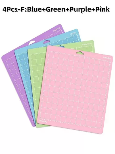 Juego premium de 4 alfombrillas de corte de grabado de 12x12 pulgadas con 4 viscosidades: alfombrillas de alta precisión antideslizantes para grabado láser, corte de vinilo y manualidades, con superficie autorreparadora para proteger los bancos de trabajo - Alfombrilla de corte antideslizante de malla laminada para manualidades, acolchado, costura, scrapbooking y todas las artes, excelente para manualidades DIY y talla de papel, protege la superficie de trabajo