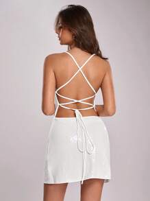 SHEIN BAE Women's Solid Color Simple And Fashionable Dress, Suitable For Summer - White - View 2