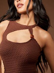 MISSGUIDED Hochmodernes figurbetontes Maxikleid mit Neckholder und Cut-Out-Details, elegantes Abendkleid für Party, Club und besondere Anlässe, eng anliegendes langes Kleid