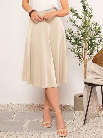 SHEIN Clasi Women's Solid Color Casual Skirt, Suitable For Summer