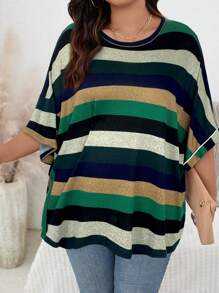 SHEIN LUNE Plus Size Round Neck Short Sleeve T-Shirt, Simple & Fashionable, Suitable For Summer Summer Tops Summer Outfits For Women Summer Outfits For Women