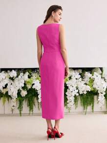 MOTF Soiréza Vestido con cierre y detalle de lazo - Rosa Fucsia - Ver 3
