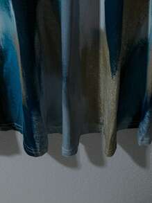 Rusticease Women's Elegant Abstract Tie Dye Pattern Long Knitted Dress With Pockets