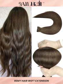 1pc 18-22Inch Straight Human Hair Weft Brown Color 100% Remy Human Hair Weft - S4 - View 1