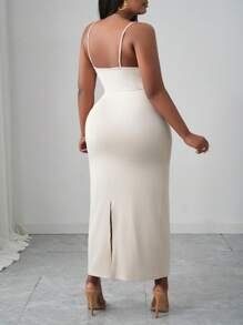 Slaydiva Abito bianco midi dalla vestibilità aderente, con applicazioni floreali, elegante, adatto a feste e appuntamenti, collezione primavera/estate 2025, taglie comode